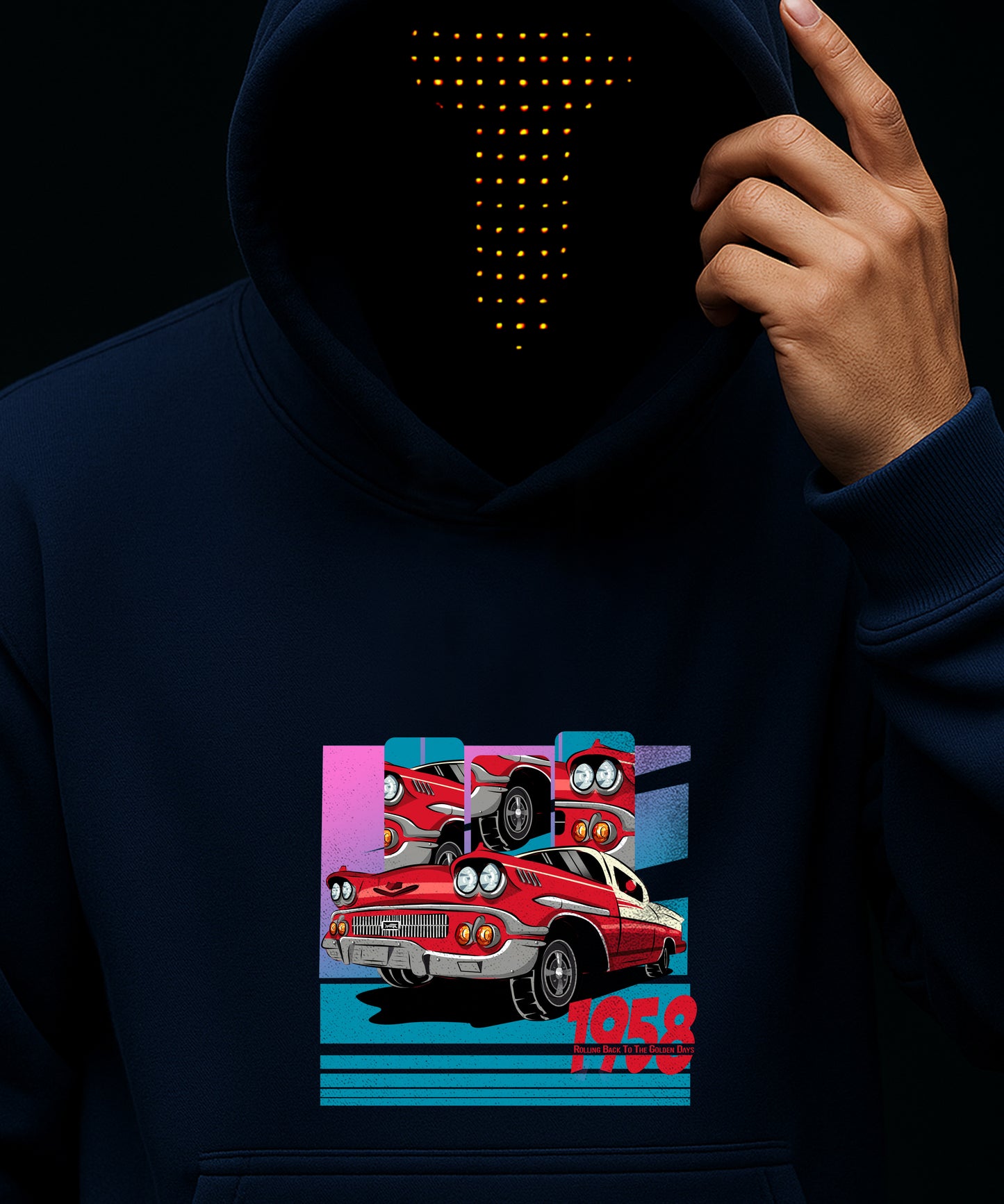 Vintage 1958 Car Hoody - Classic Style for Retro Enthusiasts - TeeHive