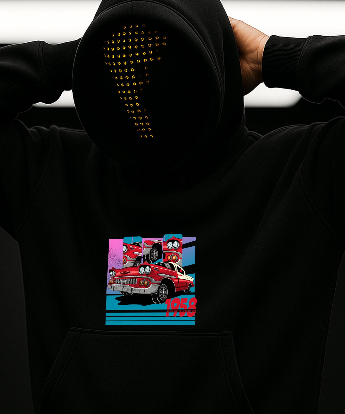 Vintage 1958 Car Hoody - Classic Style for Retro Enthusiasts - TeeHive