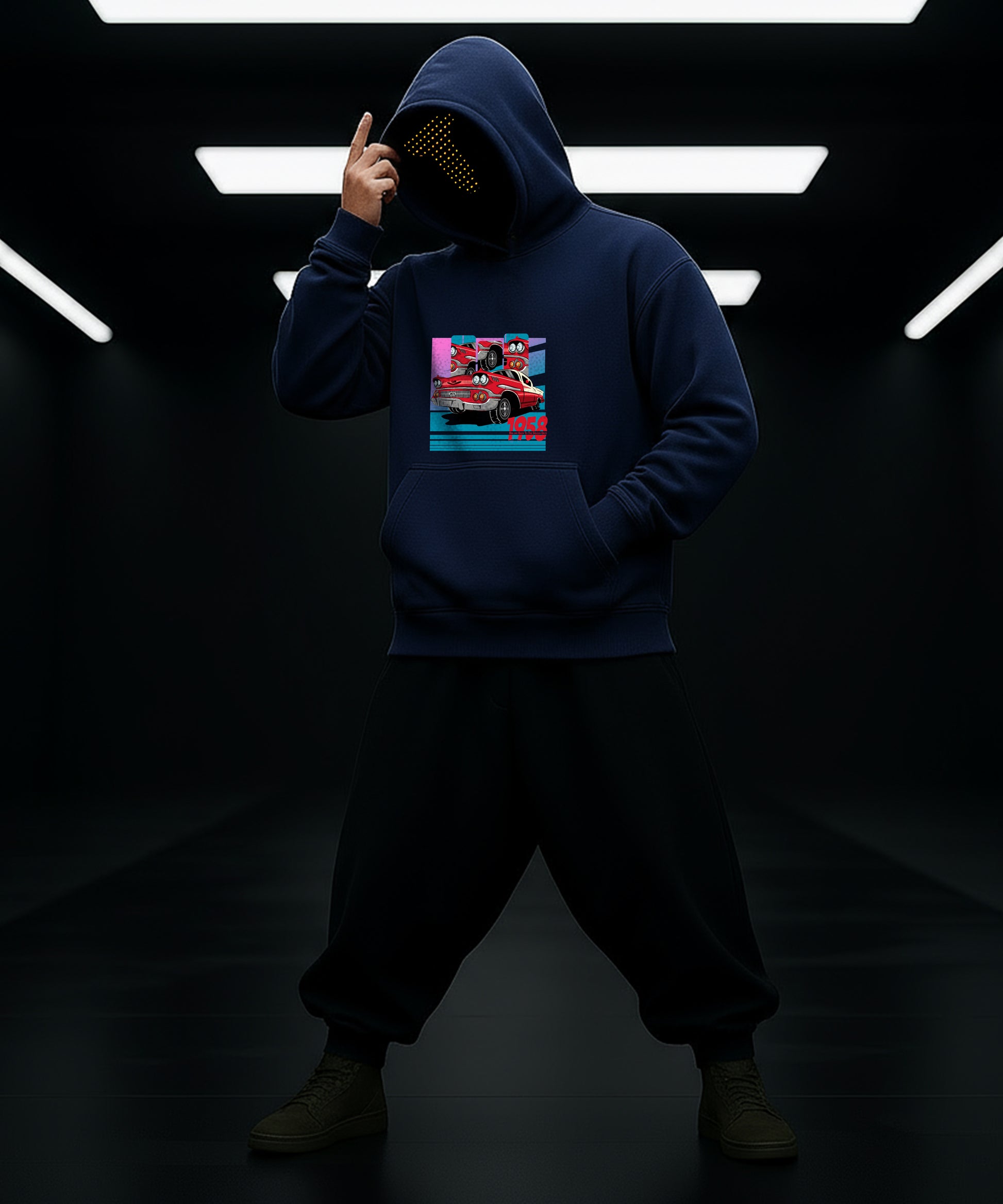 Vintage 1958 Car Hoody - Classic Style for Retro Enthusiasts - TeeHive