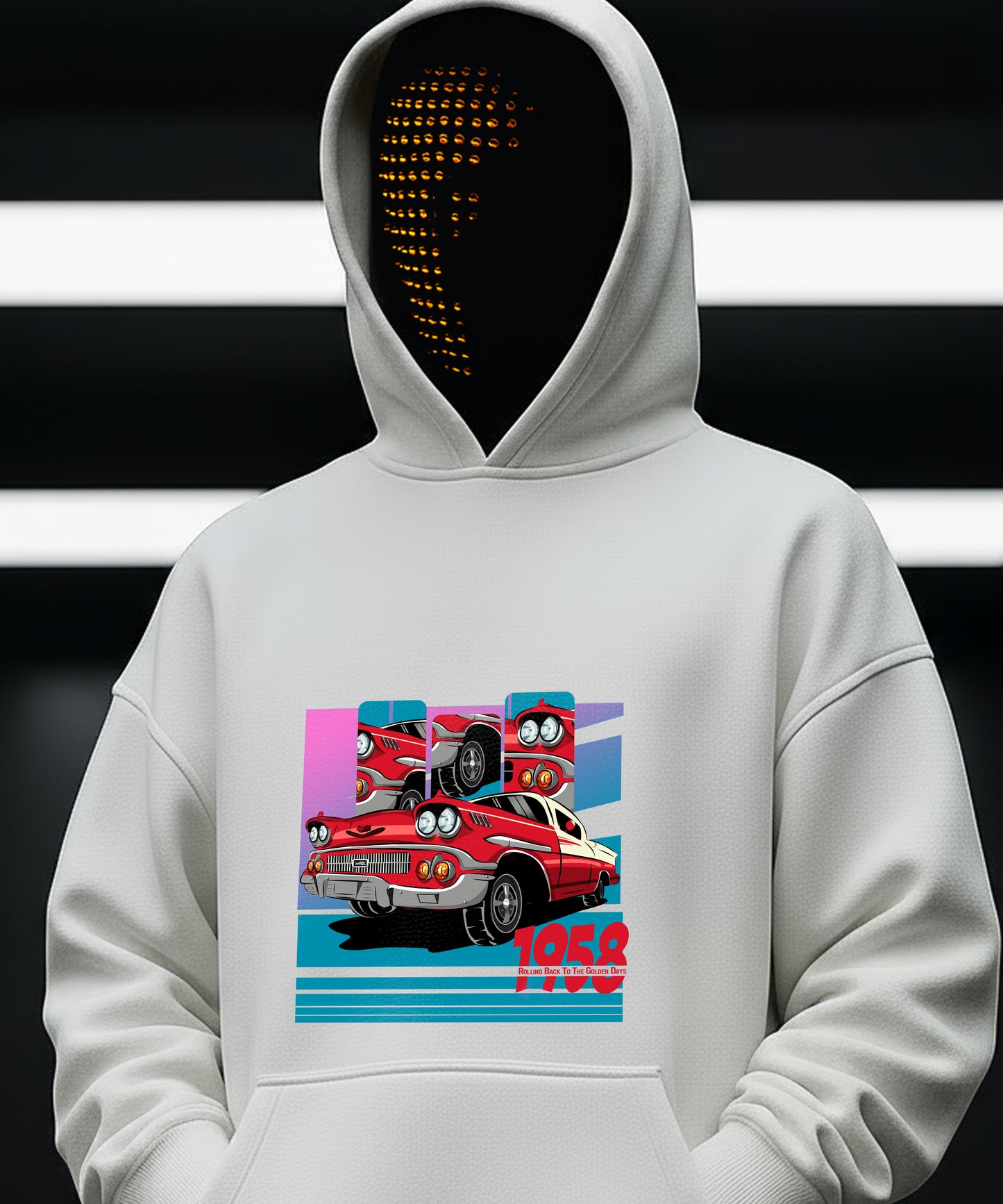 Vintage 1958 Car Hoody - Classic Style for Retro Enthusiasts - TeeHive