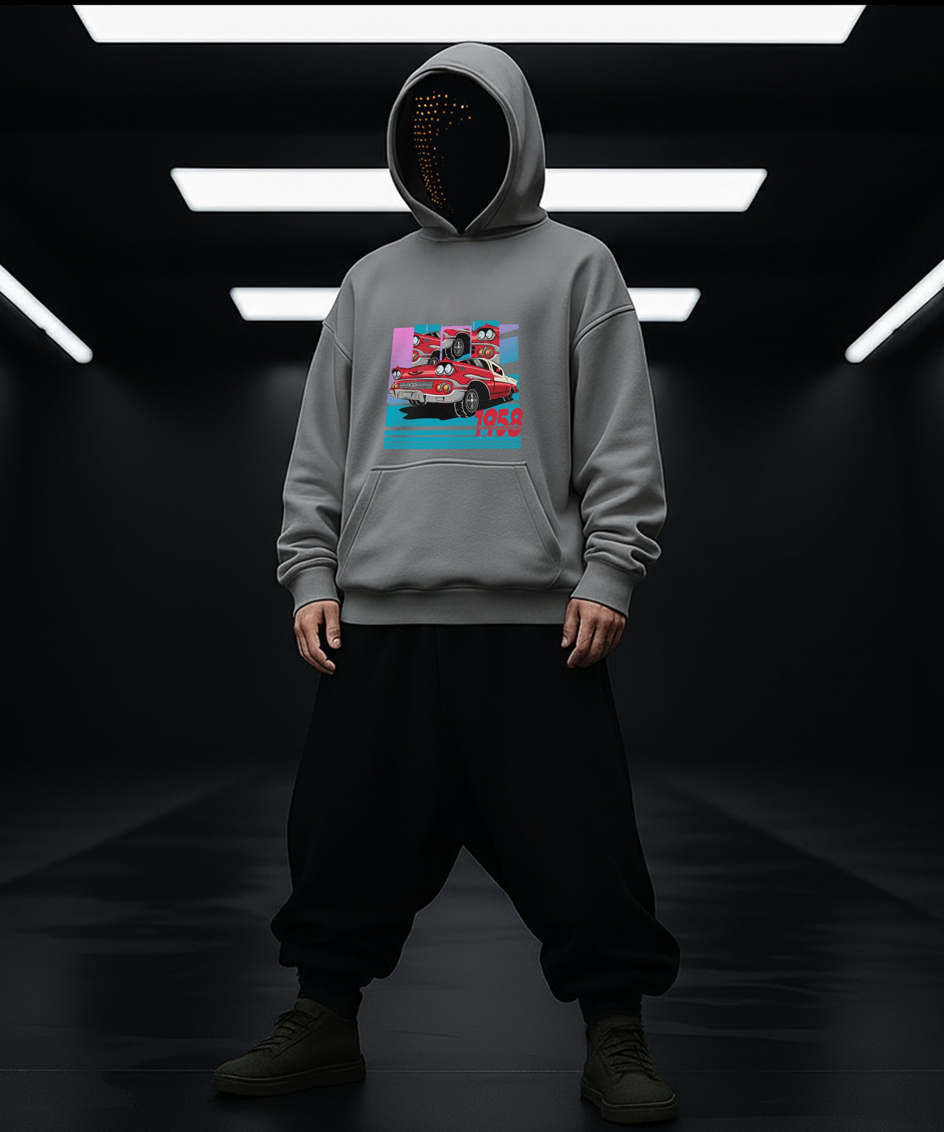 Vintage 1958 Car Hoody - Classic Style for Retro Enthusiasts - TeeHive