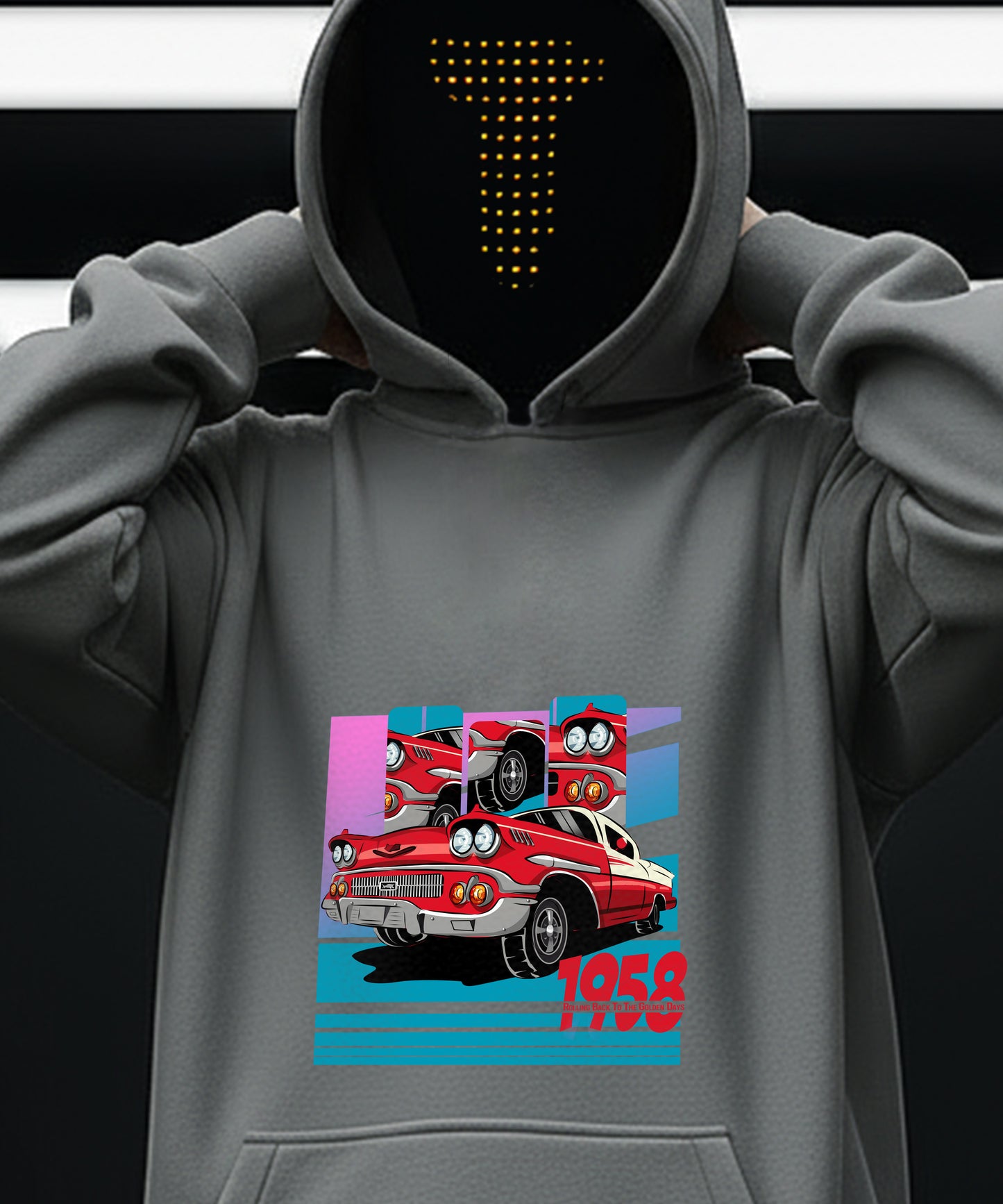Vintage 1958 Car Hoody - Classic Style for Retro Enthusiasts - TeeHive