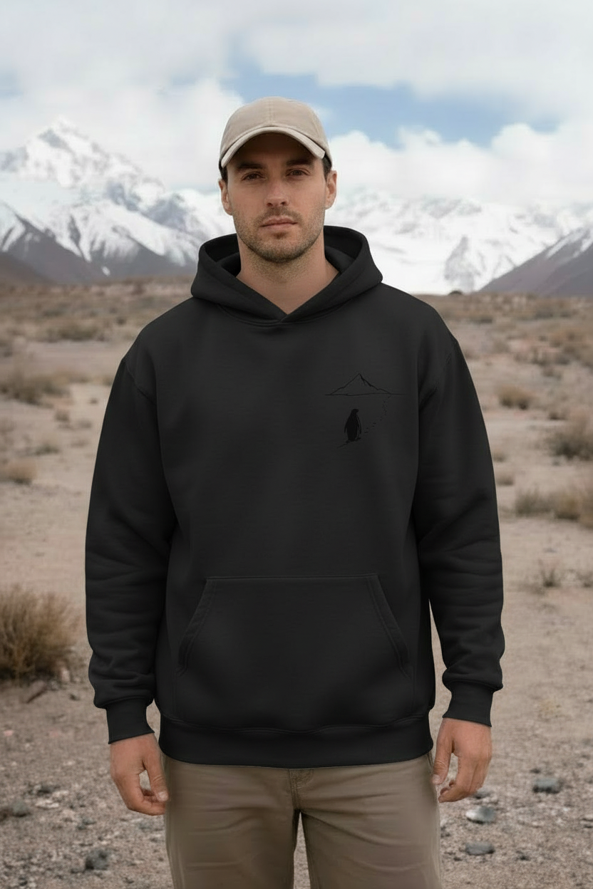 Viral Penguin Heading to the Mountains graphic close‑up