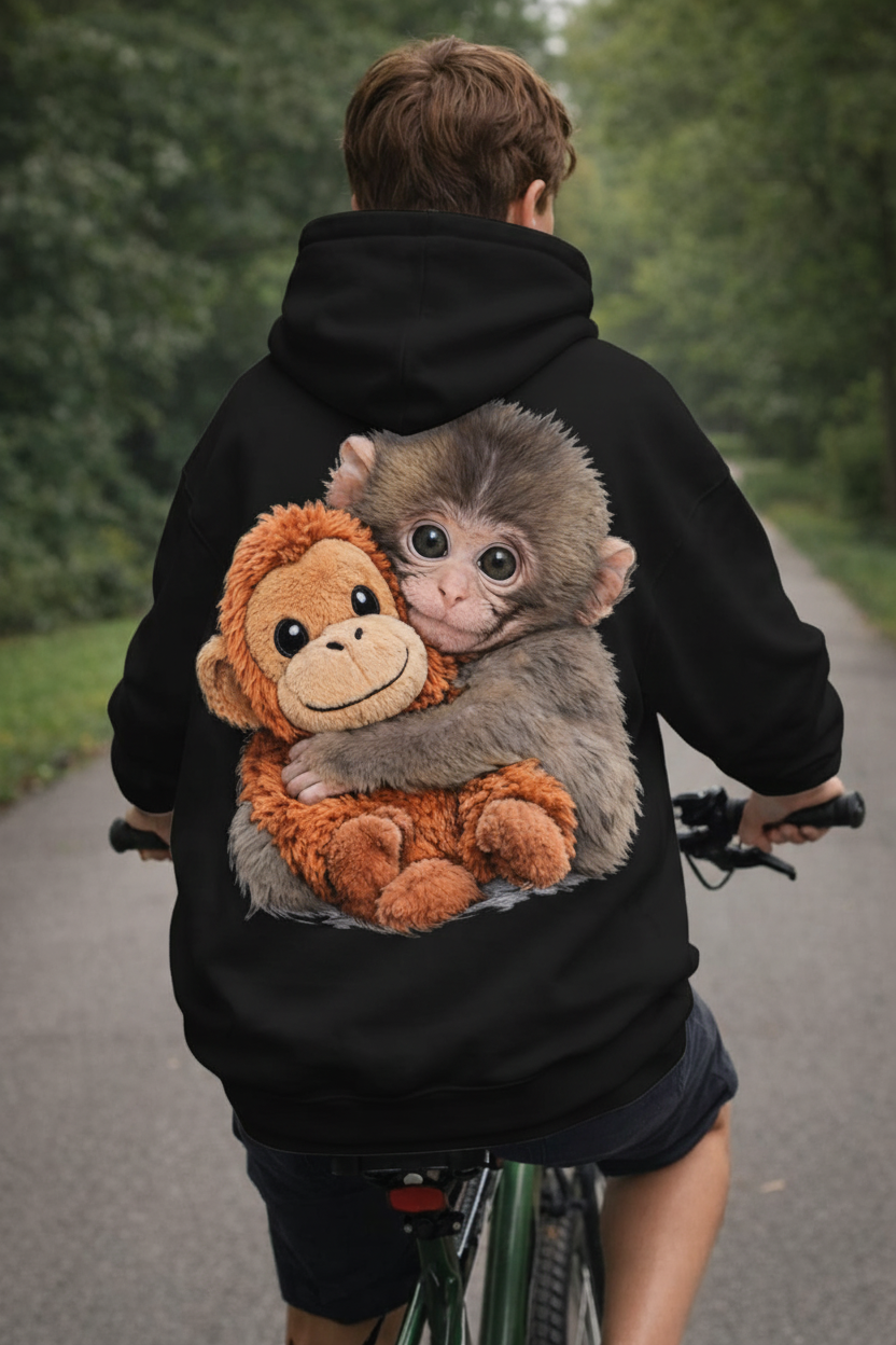  Viral Punch and the Toy Printed Hoodie lifestyle photo black in color