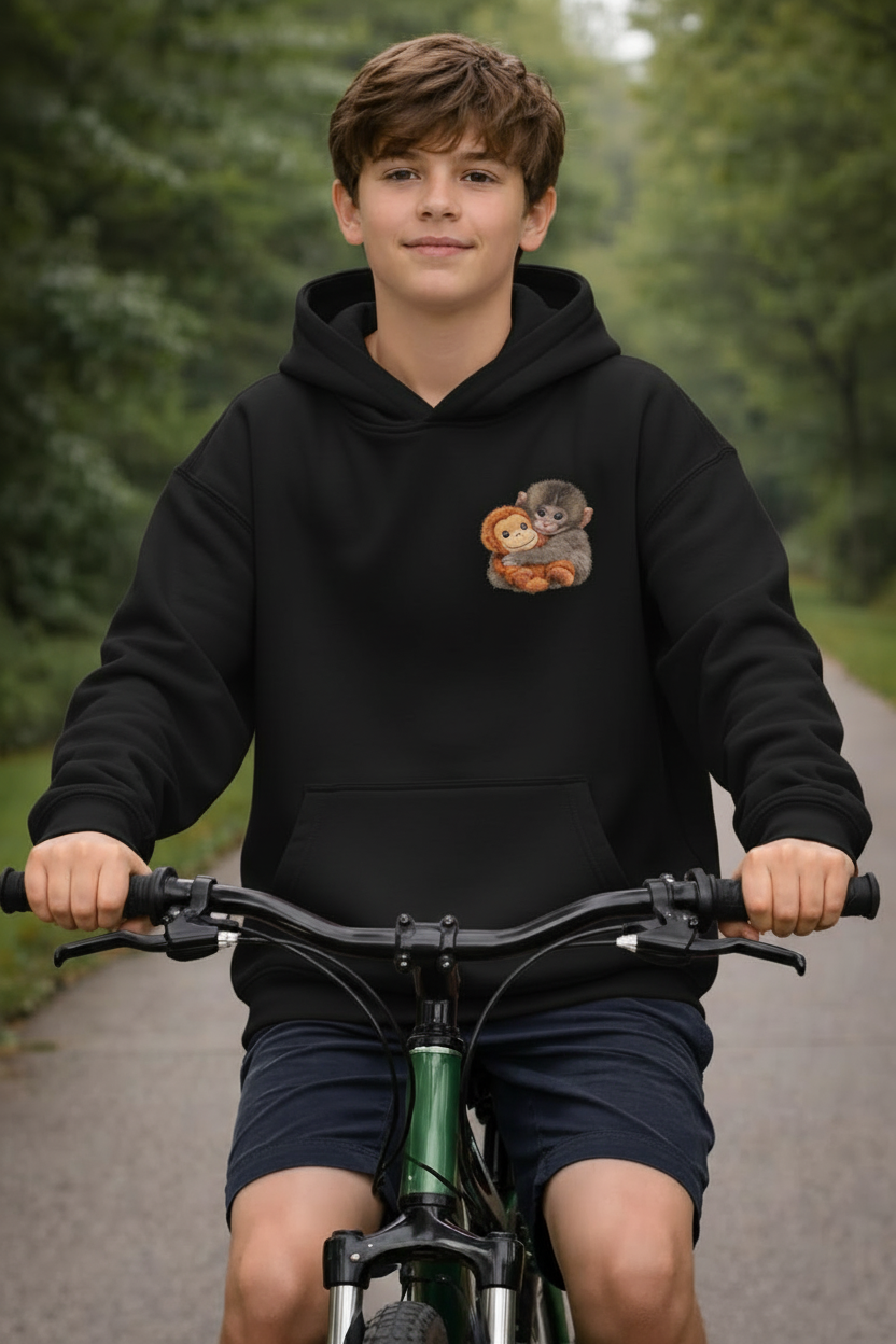  Viral Punch and the Toy Printed Hoodie lifestyle photo front view of black color