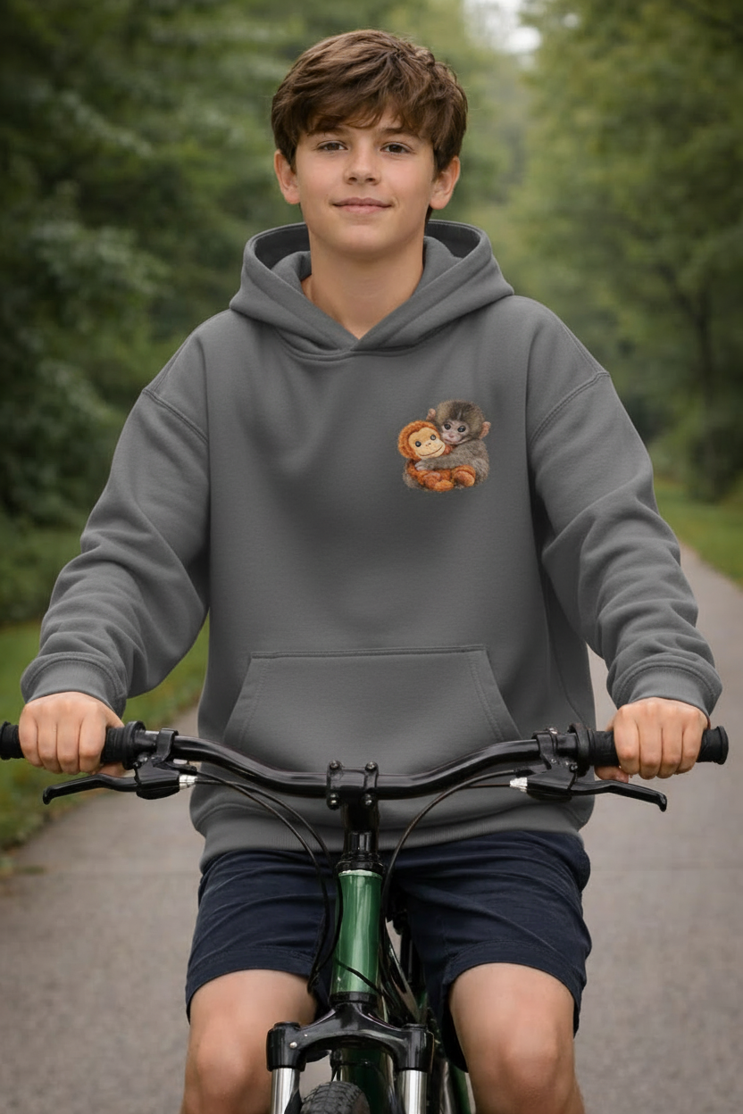 Viral Punch and the Toy Printed Hoodie in grey colour