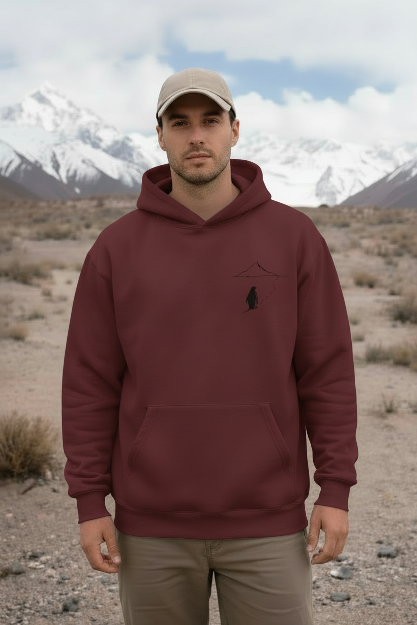 Viral Penguin Heading to the Mountains hoodie lifestyle scene