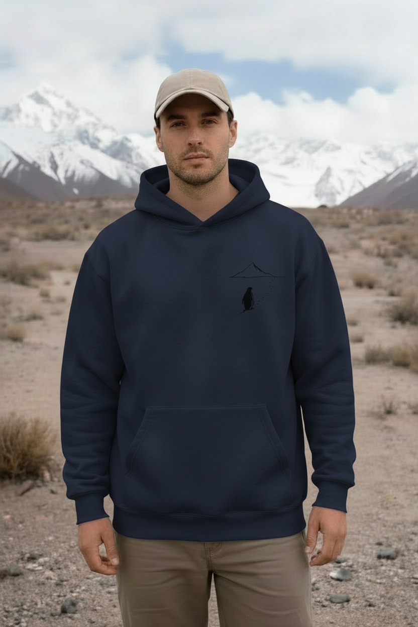 Viral Penguin Heading to the Mountains hoodie flat‑lay photo