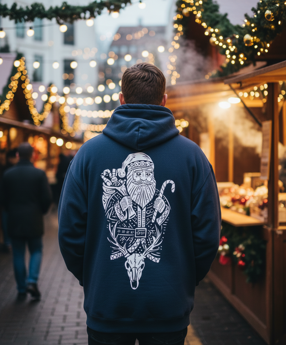 Christmas Santa Hoodie -Whitelined TeeHive