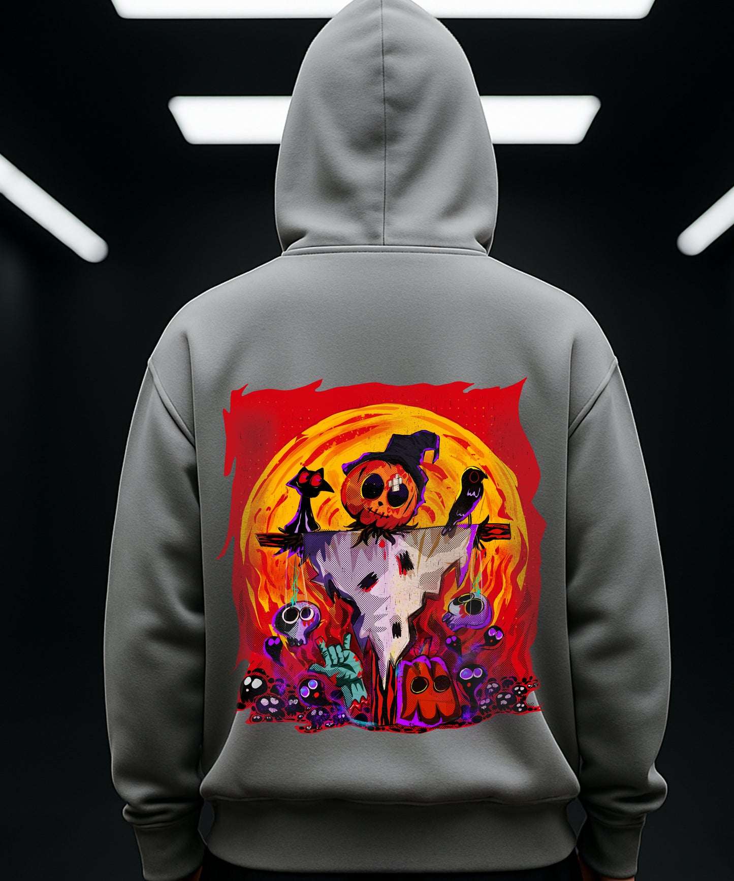 Halloween Pumpkin Patch Statue Hoody - TeeHive
