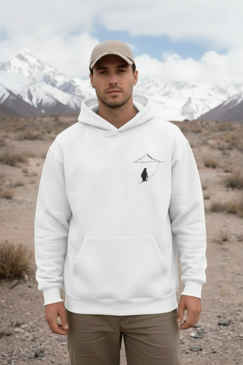 Viral Penguin Heading to the Mountains hoodie side angle