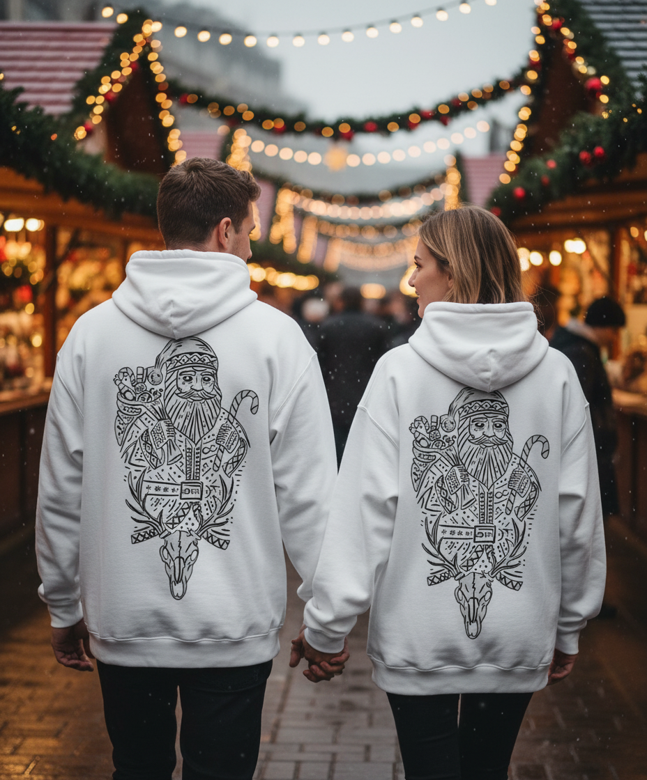 Christmas Santa Hoodie -Whitelined TeeHive